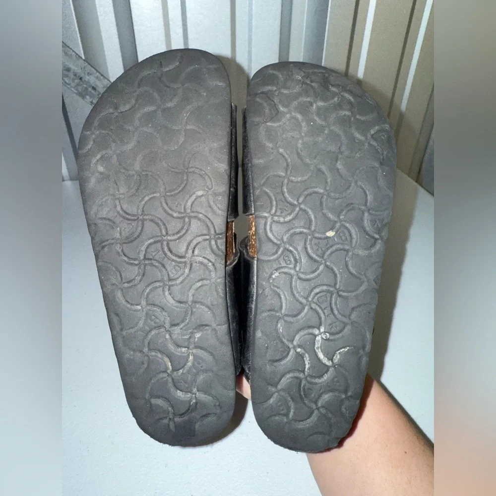 Birkenstock kids black leather three-strap slingback sandals unisex size 13